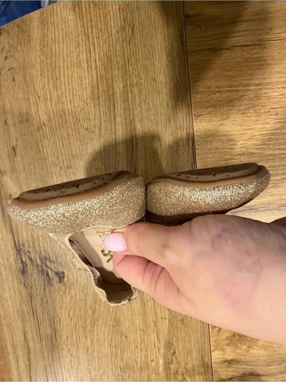Yosi Samra Gold Glitter Bow Ballet Flats